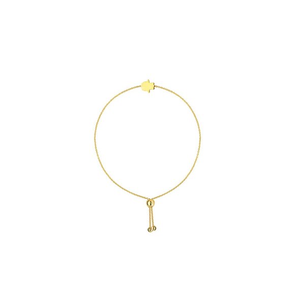 14K Solid Gold Mini Hamsa Hand Bolo Bracelet